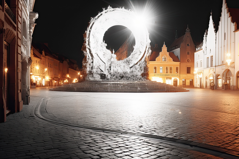 Mistyczna noc - obraz Krakowa pierwotnie wykonany na negatywie ILFORD HP5 i przetworzone przez AI