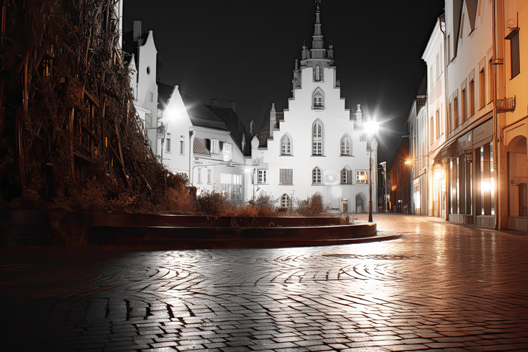 Mistyczna noc - obraz Krakowa pierwotnie wykonany na negatywie ILFORD HP5 i przetworzone przez AI
